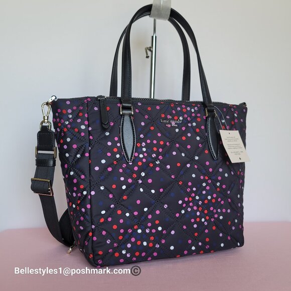 KATE SPADE Jae Medium Nylon Quilted Satchel- Festive Confetti Multicolor🎈$149.⭐ - Picture 4 of 16